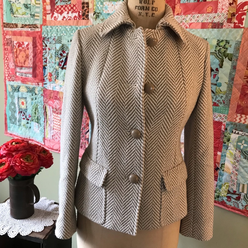 Talbots Wool Blend Herringbone Blazer